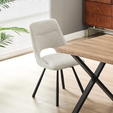 Набір обідніх стільців, 180° поворотний кухонний стілець, стільці для туалетного столика з імітацією бавовни-кашеміру, сучасний м'який стілець для вітальні з металевими ніжками (2 не поворотні, Бежевий)