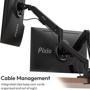 Кріплення для монітора Pixio PS1D Wave White - Настільний тримач, сумісний з VESA, керування кабелями, підходить для моніторів до 81.3 см (32