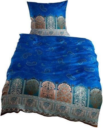 Постільна білизна Bassetti мако-сатин Delhi (155x220см 80x80см, синій)
