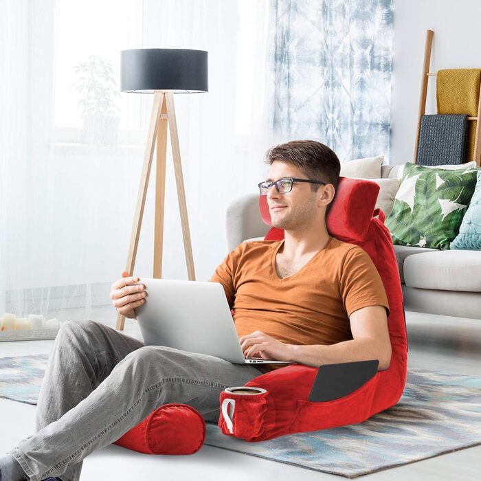 Подушка для читання Clara Clark з підставкою для спини, велика, з піною з пам'яті, червона