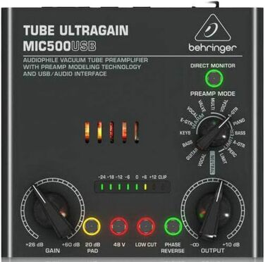 Behringer Audiophile 2x2 USB Аудіоінтерфейс 24біт/192кГц з мікрофонними преампами Midas (VOICE STUDIO)