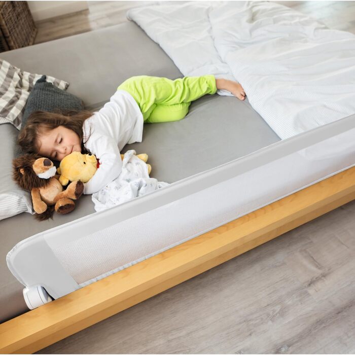 Бортик для ліжка ABUS Eric для немовлят та дітей - захист від випадання для батьківських, дитячих та сімейних ліжок - складаний для подорожей - білий, 150 см