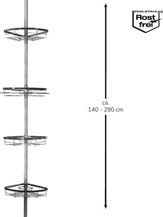Кутова полиця для телескопа bremermann, 4 кошики, телескопічний стрижень довжиною не більше 290 см (металевий)
