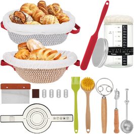 Набір для випічки хліба: корзини для бродіння, скребок для тіста, sling для хліба та міксер. Комплект для початківців
