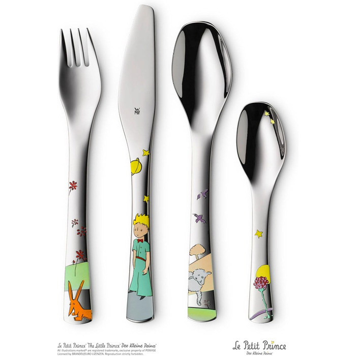 Набір дитячого посуду WMF Der kleine Prinz, 6 предметів – нержавіюча сталь, персоналізована гравірування, придатний для миття в посудомийній машині, подарунок на народження або хрещення