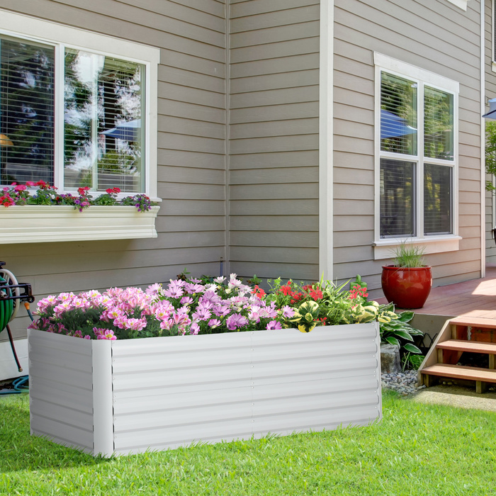Outsunny Сталева піднята грядка, Грядка з холодним каркасом Садова клумба Flower Box Pluggable, Кашпо Box 180x90x60см для саду, балконного патіо, овочевої грядки для квітів, рослин, фруктів