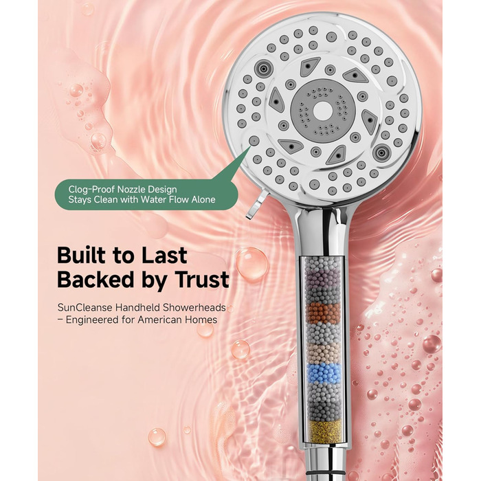 Фільтр для душу SunCleanse з ручним душем, 9 режимів, чорний (хром)