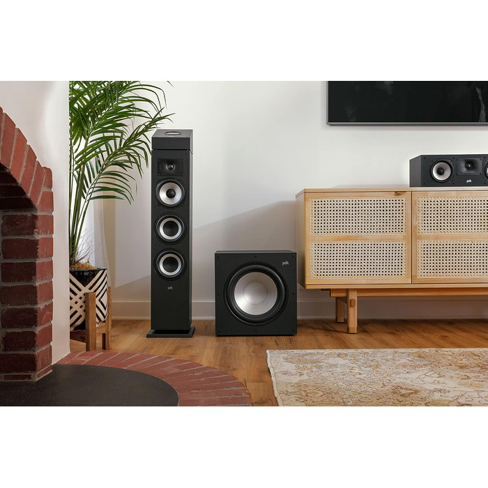 Активний сабвуфер Polk Audio Monitor XT12, 12-дюймовий сабвуфер, підсилювач класу AB 100 Вт, чорний