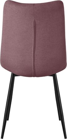 ML-Design Комплект з 2 стільців для їдальні, рожеві, з м'яким сидінням, тканинний, чорні металеві ніжки, для кухні, вітальні, офісу