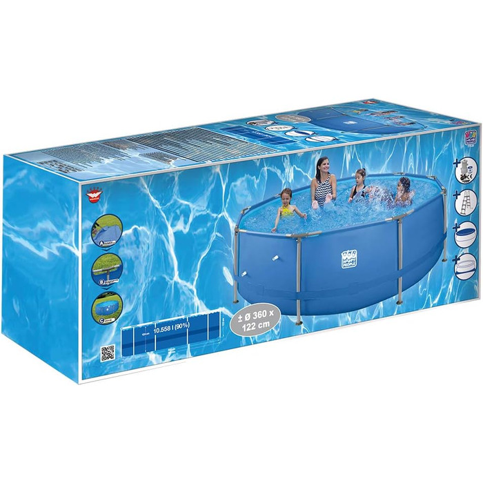 Сталевий каркасний басейн Повний комплект 360x122 см, синій, 77520