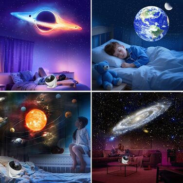 Проєктор зоряного неба Sternenhimmel 13 в 1: Галактика, Астронавт, Планетарій для декору кімнати, подарунок дітям та дорослим - Чорний (Білий-про)