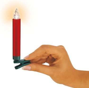 Krinner LUMIX Deluxe: Бездротові LED-свічки на ялинку, набір 10 шт., з пультом IR, 5 рівнів димування, ефект мерехтіння, червоний, арт. 74346