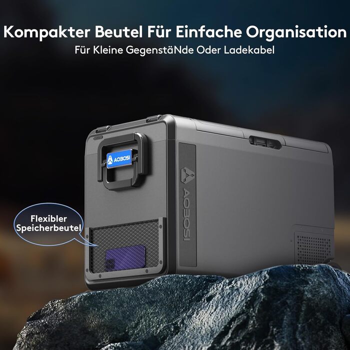 Автомобільний компресорний холодильник AAOBOSI 48л, -20°C/+20°C, 12/24V/230V, USB, для авто, фур, човнів, кемпінгу, риболовлі, чорний