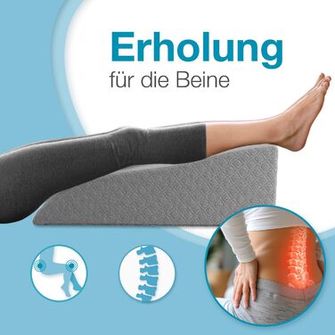 Подушка для підйому ніг ELONEO з піною Memory Foam, для полегшення навантаження, знімний чохол, 68x40x16 см, (Medium, Сірий)