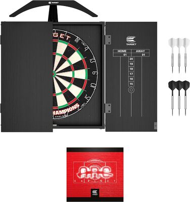 Система освітлення дротиків Target Darts Arc у домашній шафі Набір включає дошку для дартсу Чемпіона світу та 2 набори дартсів, чорні, стандартного розміру