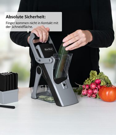 Нісер Дайсер Мандо 12шт: овочерізка, слайсер, шинкувальник для овочів та фруктів. Набір з 6 змінних лез, для нарізки кубиками, соломкою, слайсами. Кухонний слайсер для нарізки овочів, фруктів, сиру. Колір: блакитний/зелений (чорно-сірий)