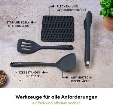 Набір кухонних аксесуарів Hoffmann Küchenhelfer-Set, 16 предметів, антрацит, силікон, нержавіюча сталь, для кухні
