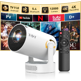 Портативний проєктор Xgody Gimbal 3: 720P HD, 4K/1080P, 12000 Люмен, Android 11.0, WiFi 6, Bluetooth, Auto Keystone, для домашнього кінотеатру