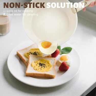 Набір посуду Numola 10 предметів: каструлі та сковорідки з антипригарним покриттям, знімні ручки, керамічний набір посуду, для індукційних плит, для дому та подорожей, безпечний для миття в посудомийній машині