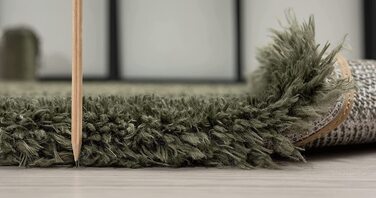 Килим зелений оксамитовий для вітальні Еко килим з високим ворсом виготовлений з 100 переробленого поліестеру, довгий ворс, розкішний хутряний вигляд, приємний м'який, (120 см круглої форми, зелений)