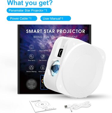 Проєктор зоряного неба PANAMALAR Smart WiFi LED Galaxy для дітей з голосовим керуванням Alexa, таймером, нічник - подарунок на день народження, Різдво (SK23-Білий)