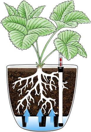 Набір горщиків для квітів T4U 15 см з автополивом та індикатором рівня води (4 шт.) - білий