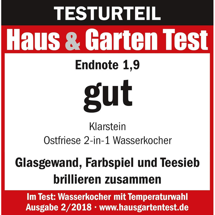 Електричний чайник Klarstein Ostfriese з частуванням, 1.7 л, 2200 Вт, 4 температурні режими, Cool-Touch, нержавіюча сталь & скло