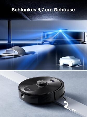 Робот-пилосос Proscenic Q10 з мокрою очисткою, 8000Pa, 200 хвилин роботи, лазерна навігація, керування через додаток, Alexa, Siri, Apple Watch, чорний