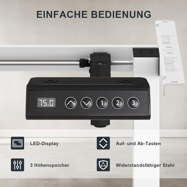 Електричний регульований стіл Flamaker з телескопічною основою та пам'яттю, білий