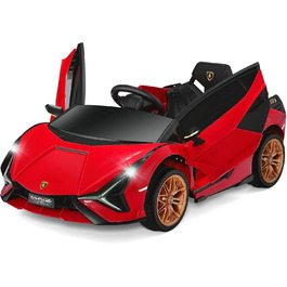 Дитячий електромобіль Lamborghini COSTWAY 12V з пультом, MP3, радіо, LED-фарами, для дітей 3-8 років, червоний