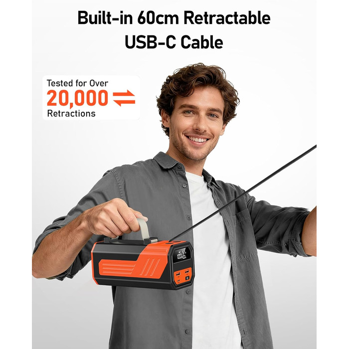 Power Bank 70000mAh 100W з USB-C, швидка зарядка, портативний акумулятор для iPhone, iPad, Samsung (жовтий)