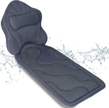 Подушка для ванни Luxus Dicke: повний корпус, підтримка голови, шиї та плечей. Комфорт, розслаблення, аксесуари для спа. Ідеально для ванни (Сірий)