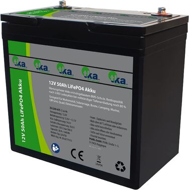 Акумулятор kbele LiFePO4 12V 50Ah/640Wh, BMS, для сонячних систем і т.д., 5 кг (літієва батарея)