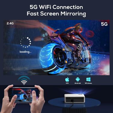 Проектор AKIYO O8 WiFi Full HD 1080P: портативний відеопроектор для дому та на вулицю, сумісний з iOS/Android/PC/USB