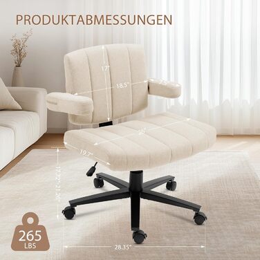 Крісло Vigosit Criss Cross з колесами, регульовані підлокітники, антиковзне покриття, комфортна подушка, сучасний стиль, поворотне, для дому, туалетного столика, офісу (Сірий)