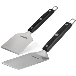 Набір гриль-посуду BURNHARD 5 предметів, 42 см, акацієве дерево, нержавіюча сталь. Комплектація: щипці, лопатка, виделка, щітка, знімач нагару.