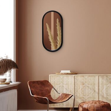 Дзеркало овальне Americanflat Spiegel Oval 30x61 см - чорне, для ванної, вітальні, спальні