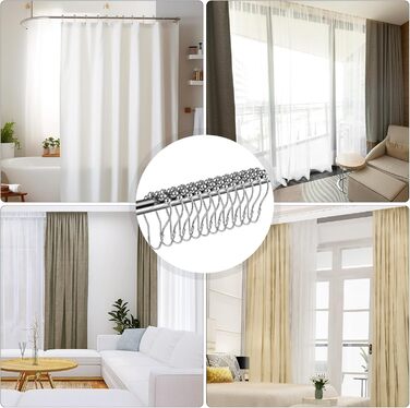 Набір з 12 металевих кріплень для душової завіси LIHAO, гачки для душу, 69x39 мм