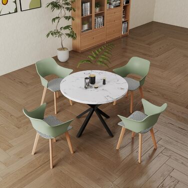 4-Piece GrandCA HOME кухонні стільці Nordischen стилю з масивними дерев'яними ніжками, оббиті стільці для спальні, вітальні, кухні, зелений