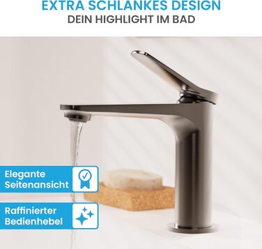 Змішувач для умивальника Bächlein Aldeya чорний матовий, з монтажним комплектом, для накладних умивальників