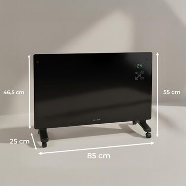 Konvektor KLAMER Pro 2500W з Wi-Fi, керуванням через додаток та таймером, ECO-режим, захист від замерзання, LED-дисплей, захист від перегріву, для дому та спальні, настінний/підлоговий, білий/чорний