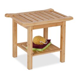 Бамбуковий табурет для ванної Relaxdays з полицею та ручками, 45x55x40.5 см, натуральний колір
