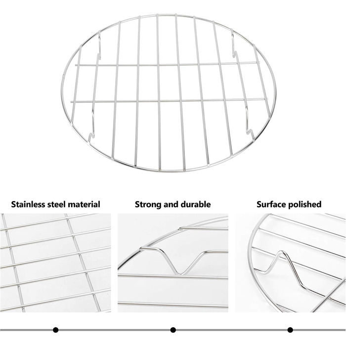 Решітка для гриля BESTONZON з нержавіючої сталі кругла решітка для випічки решітка для випічки охолоджуюча решітка для смаження печива копчення тортів гриль для охолодження 25 см