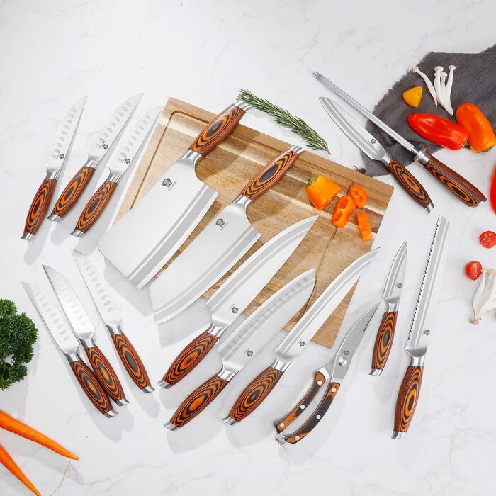 Набір ножів Wildmok 7 шт. з нержавіючої сталі, преміум-якість, з ручкою з пакавуду