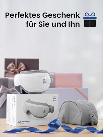 Масажер для очей Bob and Brad EyeOasis 2 з підігрівом, музикою та компресією. Електрична маска для очей для зняття темних кіл та сухості очей. Подарунок для чоловіків та жінок. Білий