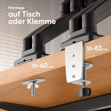 Кріплення для монітора ONKRON G160-W (2 монітори) - газ. підйомник, VESA 75x75-100x100, для моніторів 13-32