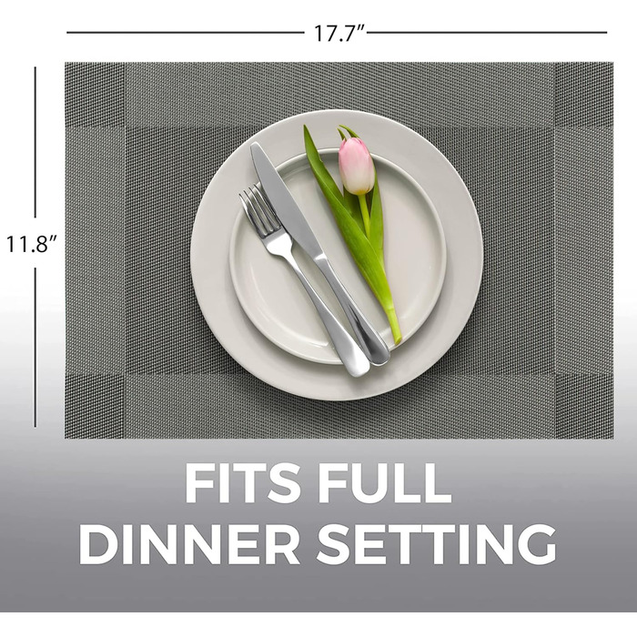 Набори серветок на стіл More Décor, 4 шт., сірий сріблястий колір, PVC-вініл, миючі, термостійкі, для кухні та їдальні