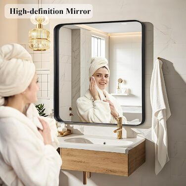 Дзеркало для ванної кімнати Fabuday, 61 x 76,2 см, без рами, для ванної, спальні, у стилі кантрі (Чорний)