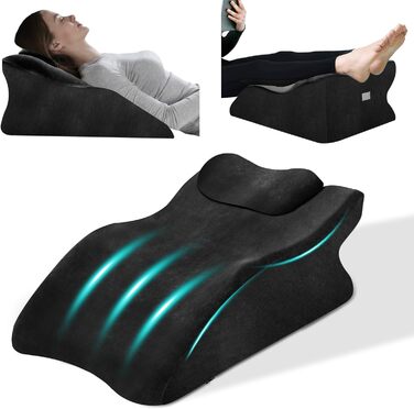 Подушка для ніг Zepphi з піною з пам'яті, трикутна подушка для підтримки ніг, ергономічна подушка для комфорту - ідеальна для дивану, ліжка, відпочинку та дому (Чорний)