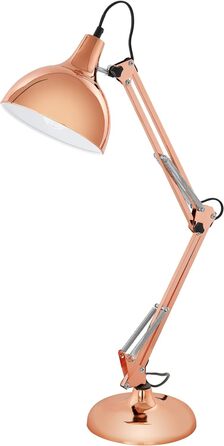 Настільна лампа EGLO Borgillio, вінтажна настільна лампа в індустріальному дизайні, металева приліжкова лампа в мідному кольорі, розетка E27, вкл. вимикач